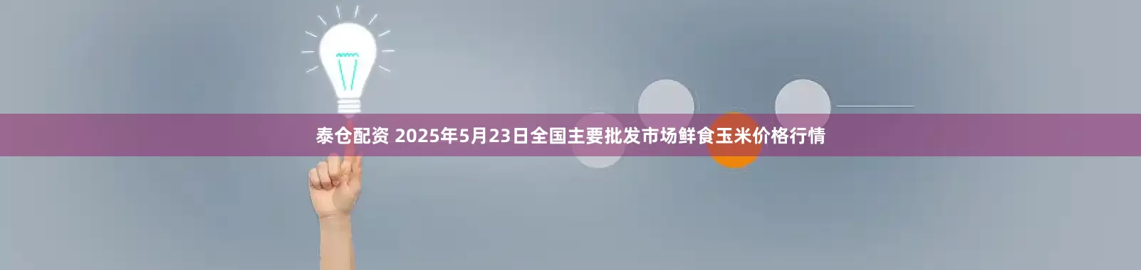 泰仓配资 2025年5月23日全国主要批发市场鲜食玉米价格行情