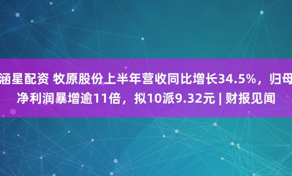 涵星配资 牧原股份上半年营收同比增长34.5%，归母净利润暴增逾11倍，拟10派9.32元 | 财报见闻